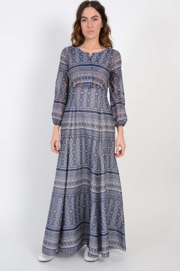 Caliban Kleid in Blau gemustert