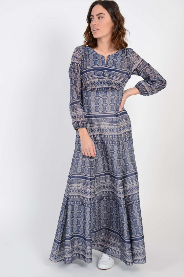 Caliban Kleid in Blau gemustert
