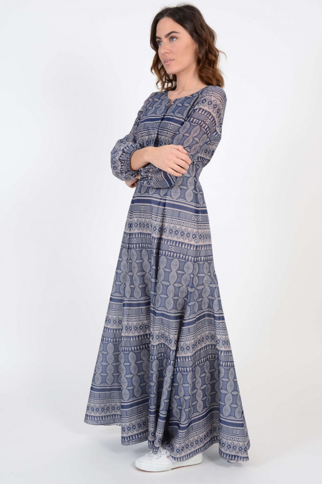 Caliban Kleid in Blau gemustert