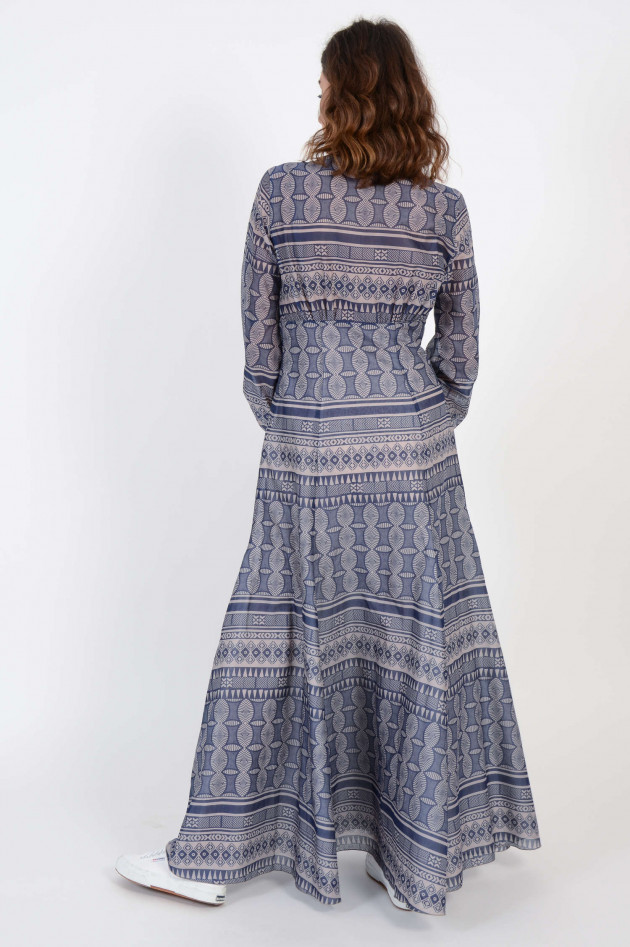 Caliban Kleid in Blau gemustert