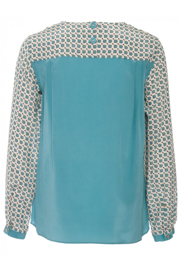 Caliban Seidenbluse Petrol/Natur