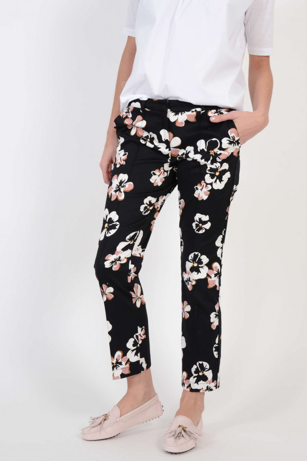 Cambio  Hose FABULOUS floral bedruckt in Schwarz/Rosa