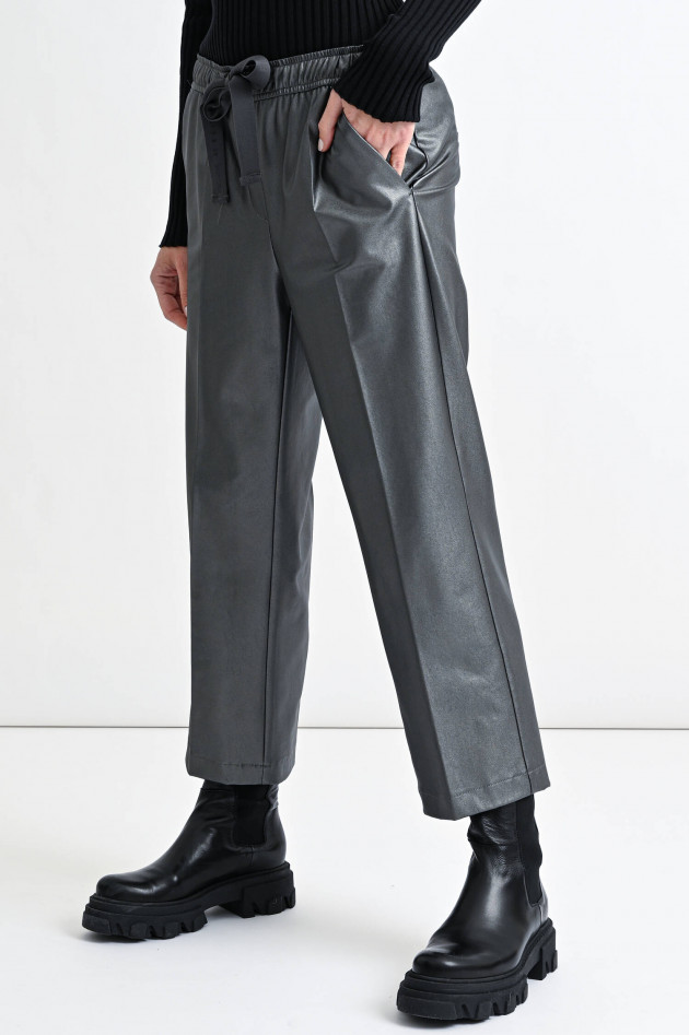 Cambio  Vegane Metallik-Lederhose COLETTE in Silber