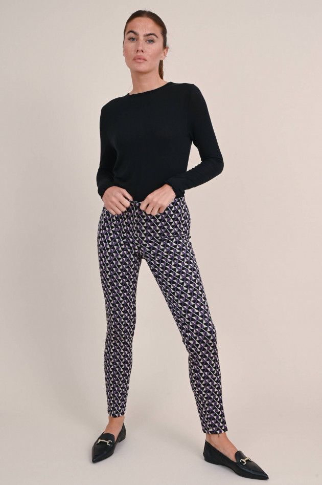 Cambio  Stoffhose ROS mit Muster in Violett/Schwarz