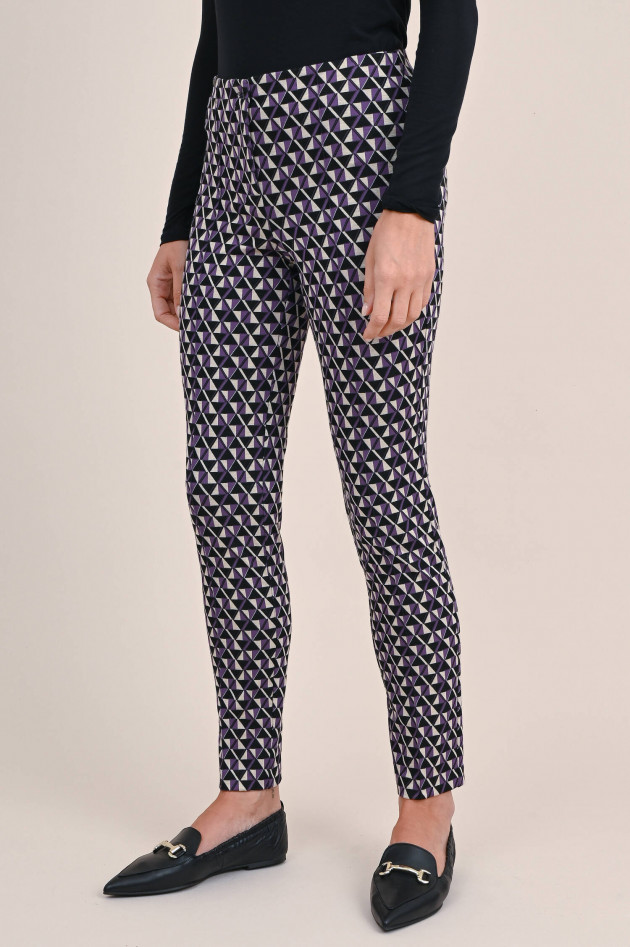 Cambio  Stoffhose ROS mit Muster in Violett/Schwarz