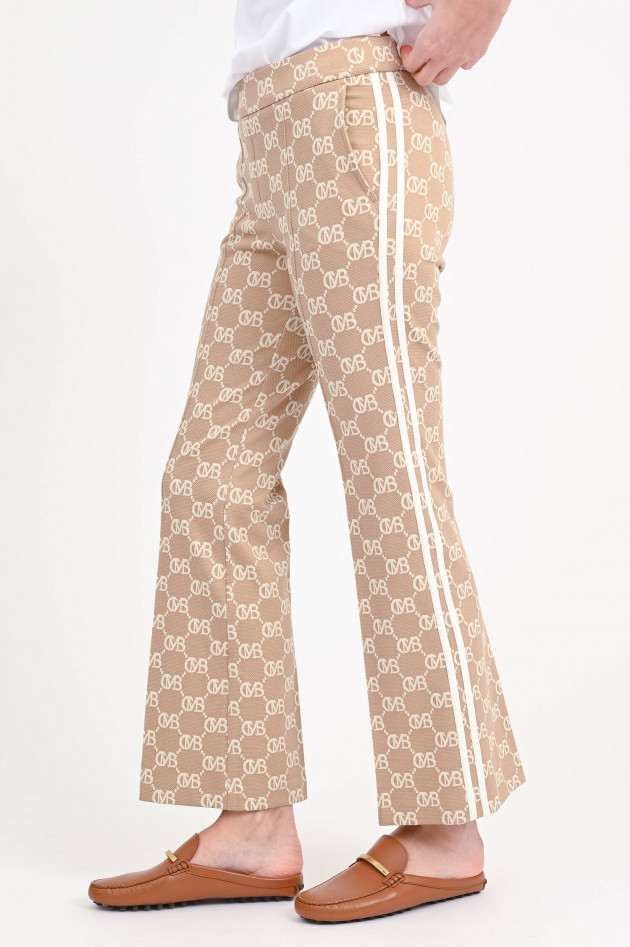 Cambio  Hose FRANCOISE mit Allover-Monogramm in Beige