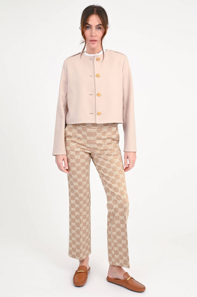 Cambio  Hose FRANCOISE mit Allover-Monogramm in Beige