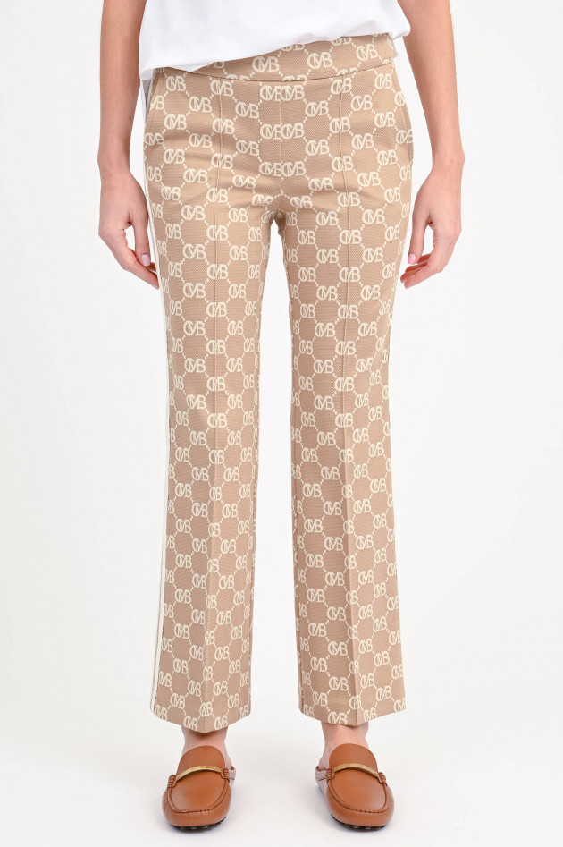 Cambio  Hose FRANCOISE mit Allover-Monogramm in Beige