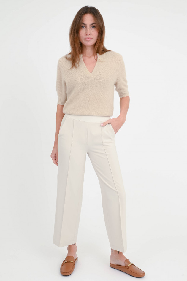 Cambio  Hose mit dekorativen Gummizug in Creme