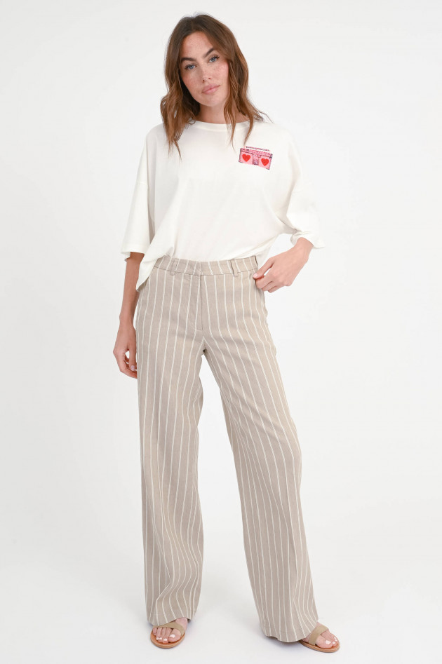 Cambio  Nadelstreifenhose MIRA in Taupe/Weiß