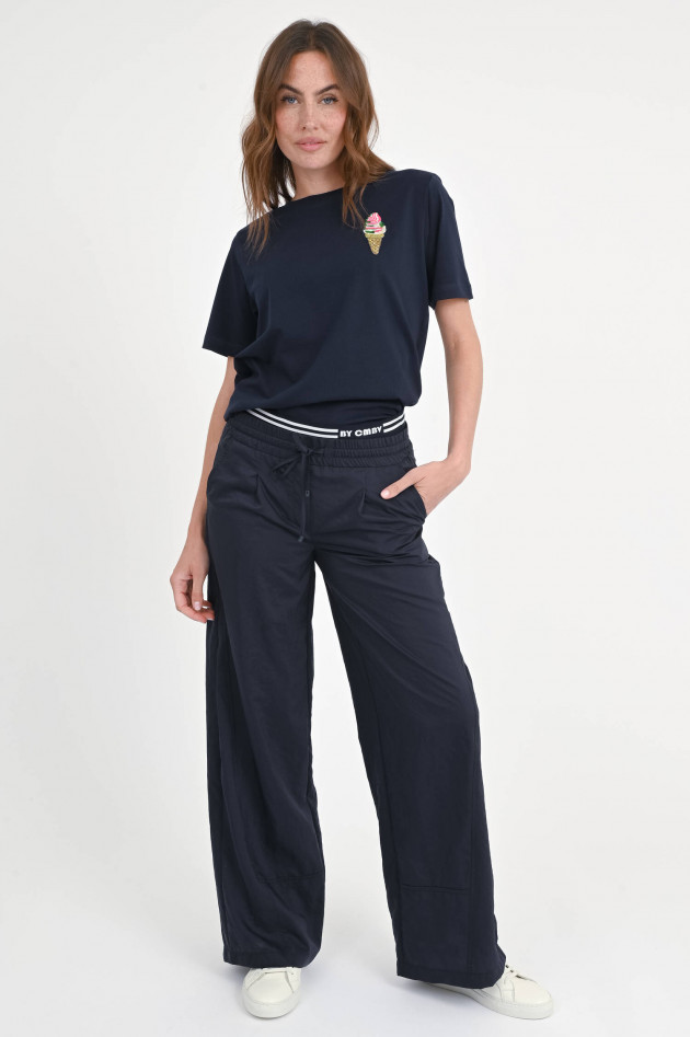 Cambio  Wide-Leg Hose mit doppeltem Bund in Navy