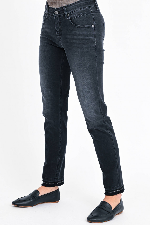 Cambio  Stretch-Jeans PINA mit ausgefranstem Saum in Grau