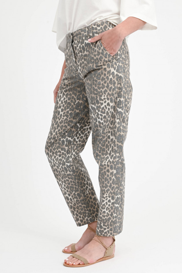 Cambio  Hose EVE mit Leo-Print in Grau/Braun
