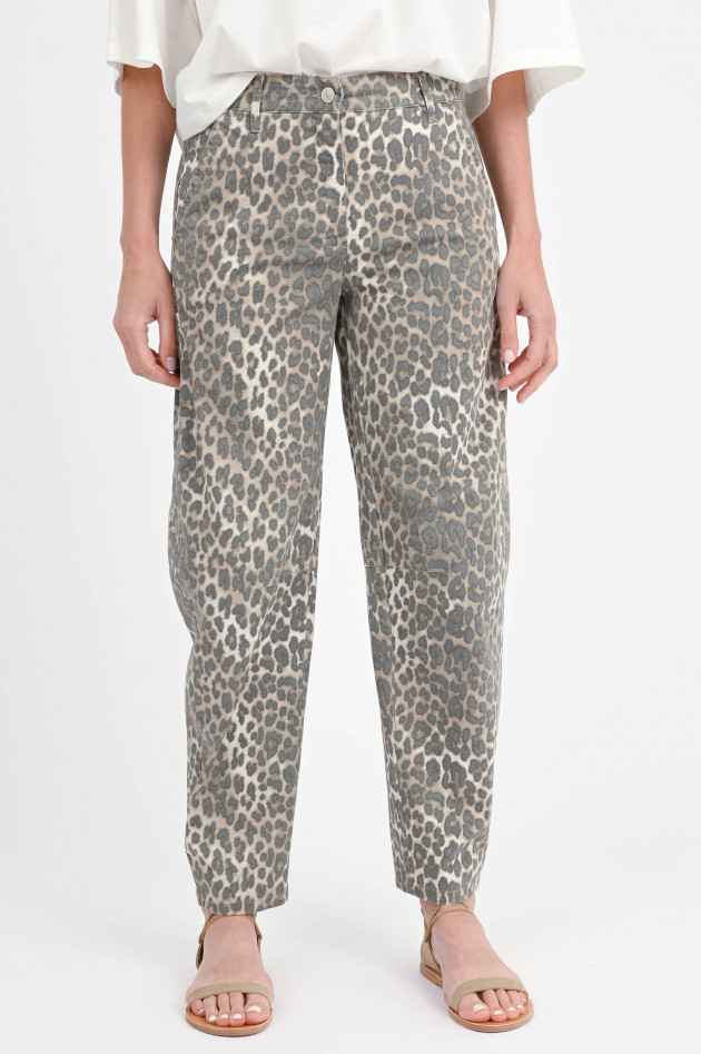 Cambio  Hose EVE mit Leo-Print in Grau/Braun