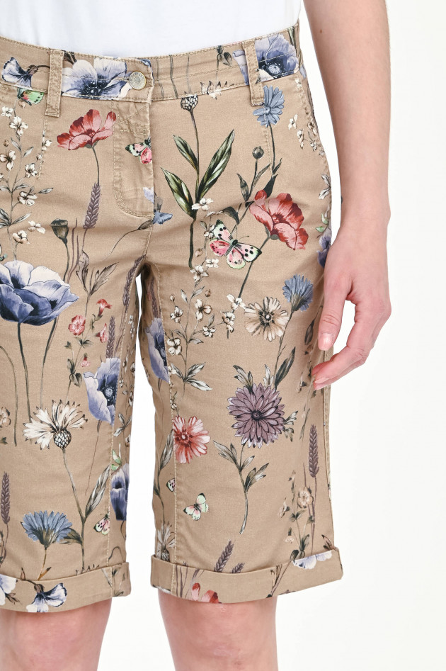 Cambio  Shorts LOTTA mit Blumen-Print in Beige/Multicolor