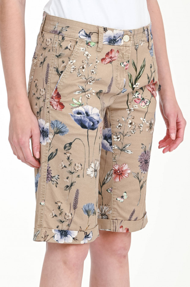 Cambio  Shorts LOTTA mit Blumen-Print in Beige/Multicolor