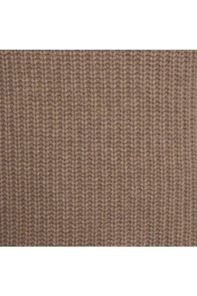 Grüner Cashmere-Strickpullover in Camel meliert