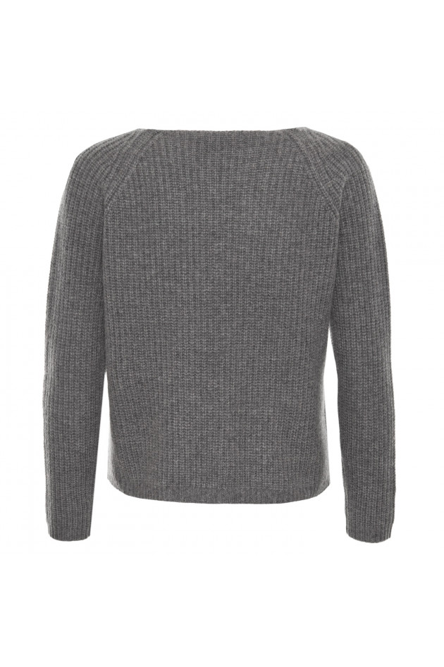 Grüner Cashmere-Strickpullover in Grau meliert