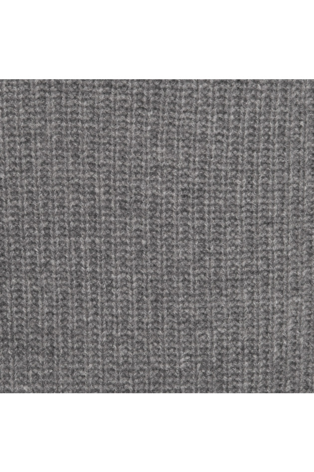 Grüner Cashmere-Strickpullover in Grau meliert