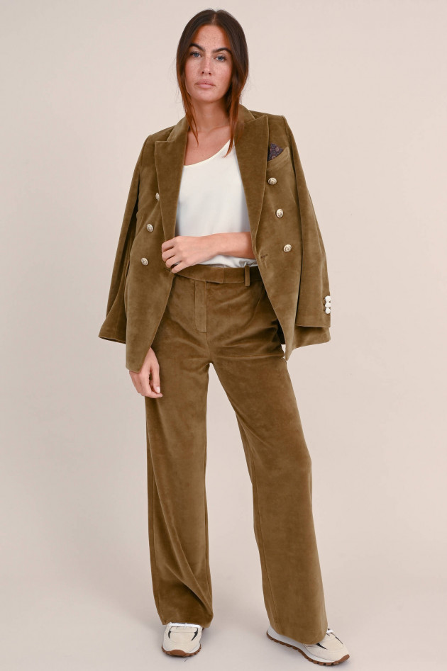 Circolo 1901 Doppelreihiger Samt Blazer in Olivbraun