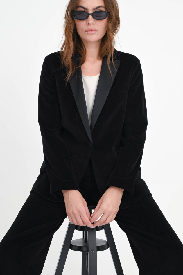 Circolo 1901 Samt-Blazer aus Baumwoll-Mix in Schwarz