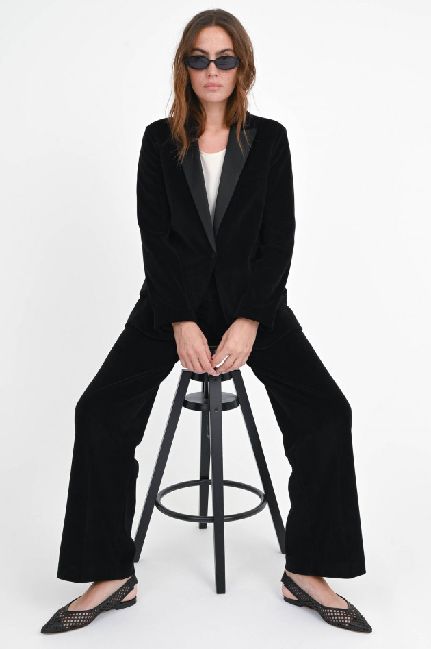 Circolo 1901 Samt-Blazer aus Baumwoll-Mix in Schwarz