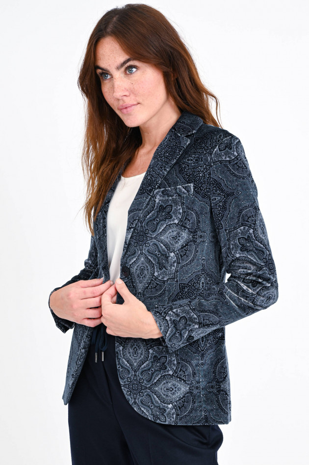 Circolo 1901 Gemusterter Samt-Blazer in Mitelblau