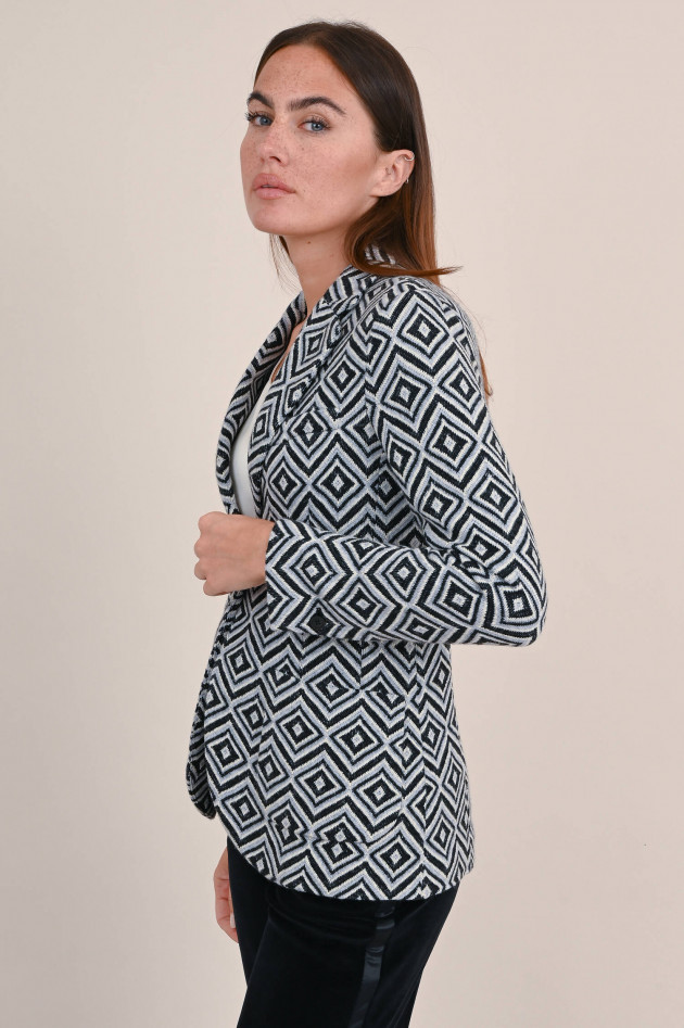 Circolo 1901 Gemusterter Blazer aus Wollmix in Schwarz/Grau
