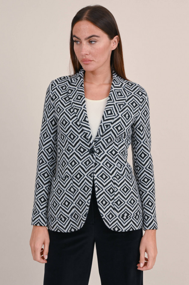 Circolo 1901 Gemusterter Blazer aus Wollmix in Schwarz/Grau