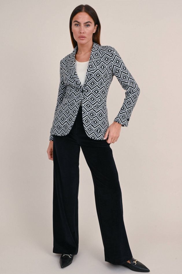 Circolo 1901 Gemusterter Blazer aus Wollmix in Schwarz/Grau