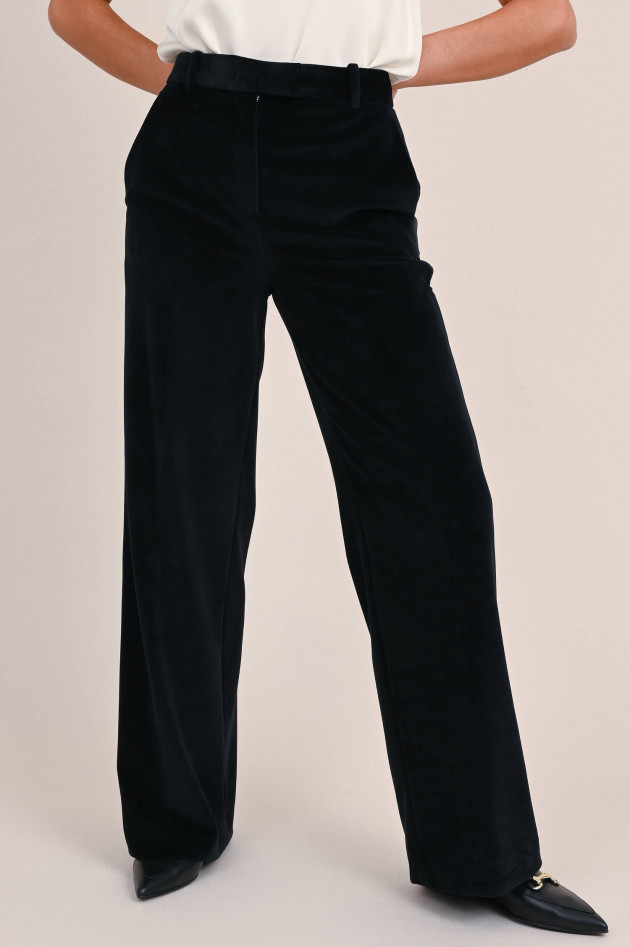 Circolo 1901 Flared Samthose mit Satin-Streifen in Schwarz