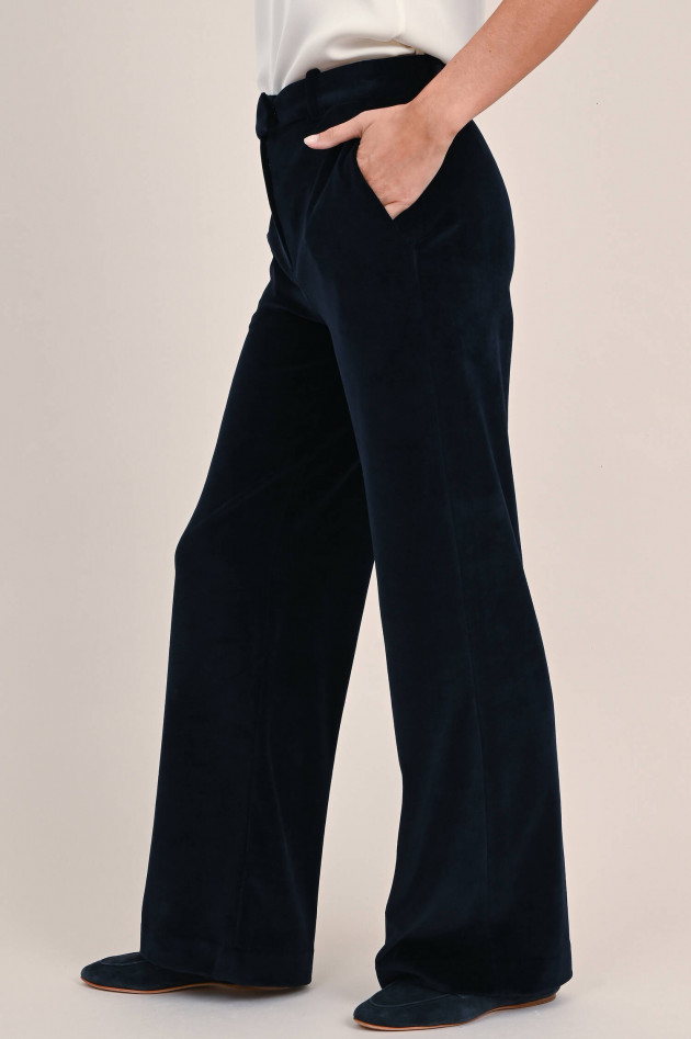 Circolo 1901 Flared Hose aus Baumwoll Samt in Navy