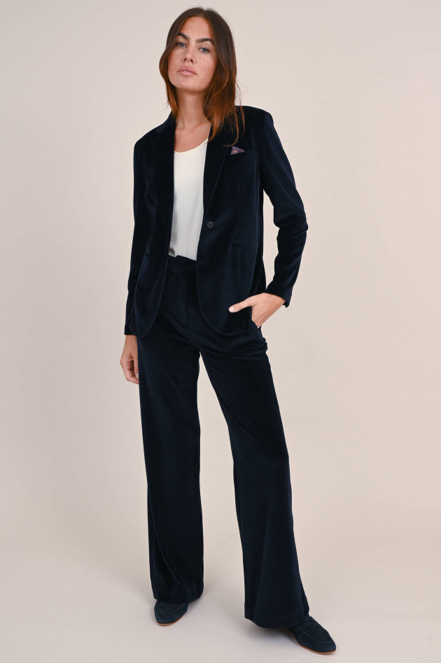 Circolo 1901 Flared Hose aus Baumwoll Samt in Navy