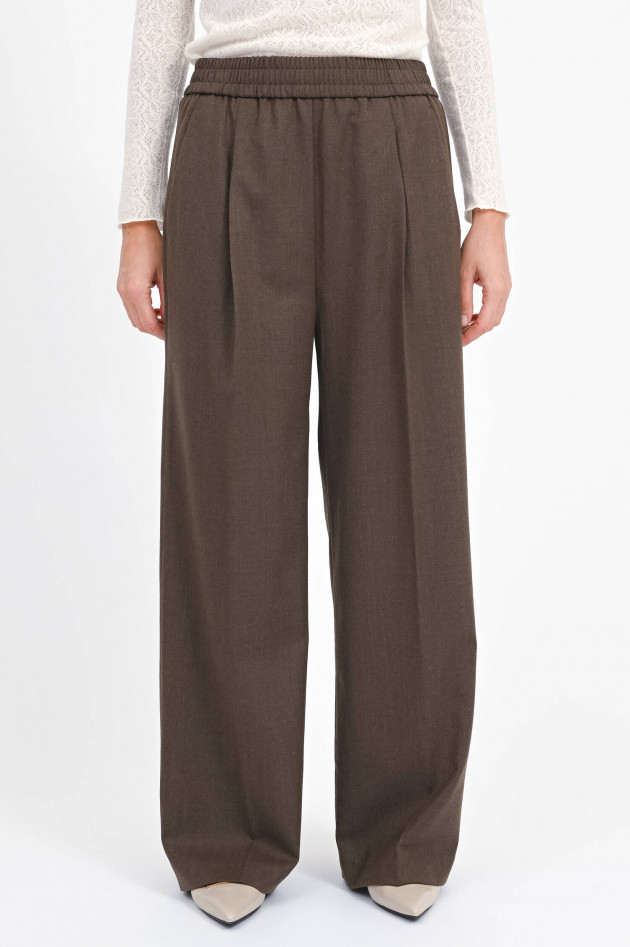Circolo 1901 Hose mit weitem Bein in Kaffee meliert