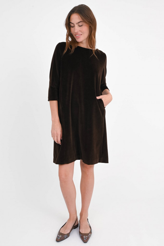 Circolo 1901 Samt-Kleid mit 3/4 Arm in Chocolate