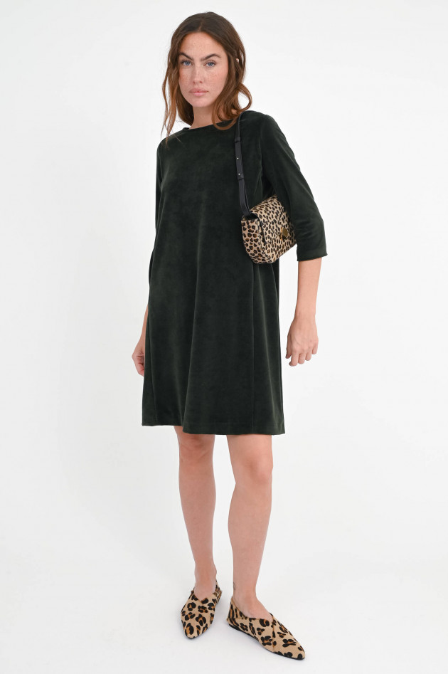 Circolo 1901 Samt-Kleid mit 3/4 Arm in Dark Forest