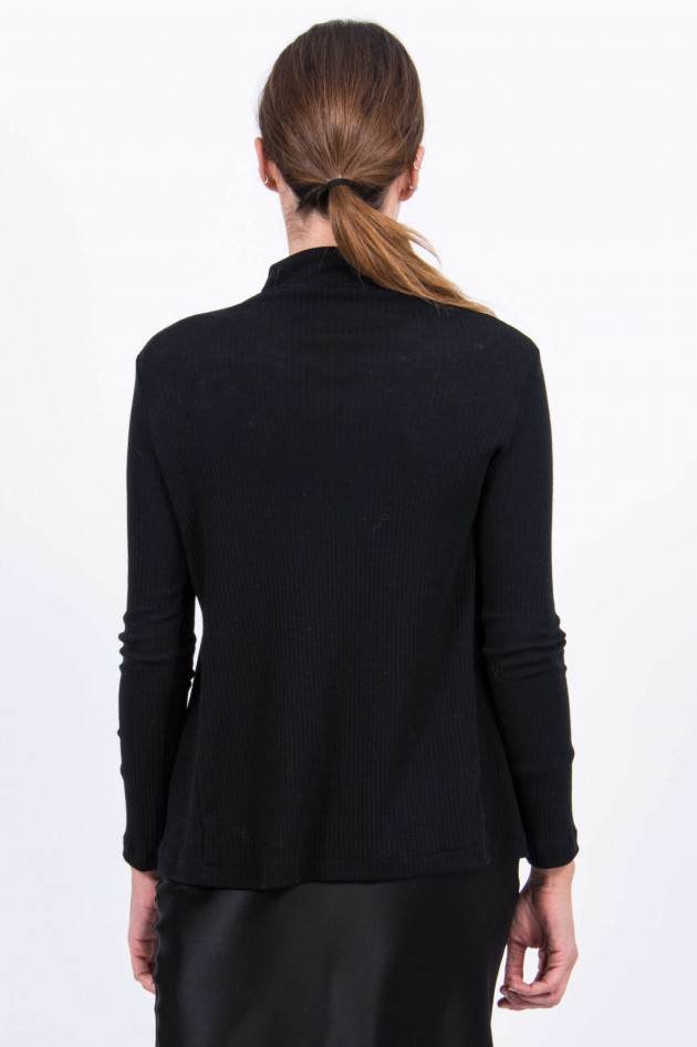 Circolo 1901 Geripptes Langarmshirt mit Turtleneck in Schwarz