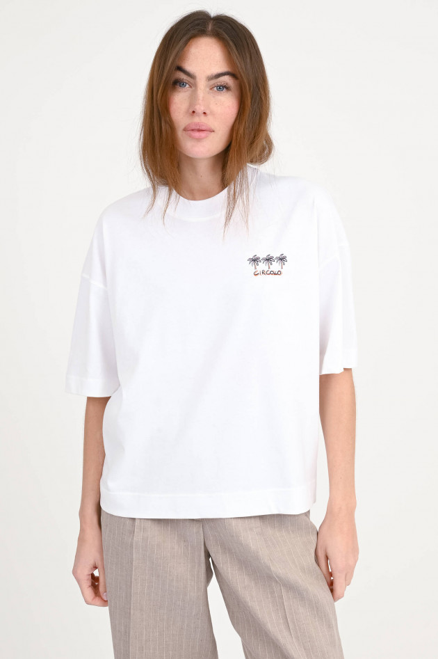 Circolo 1901 Baumwoll-Shirt mit XXL-Backprint in Weiß