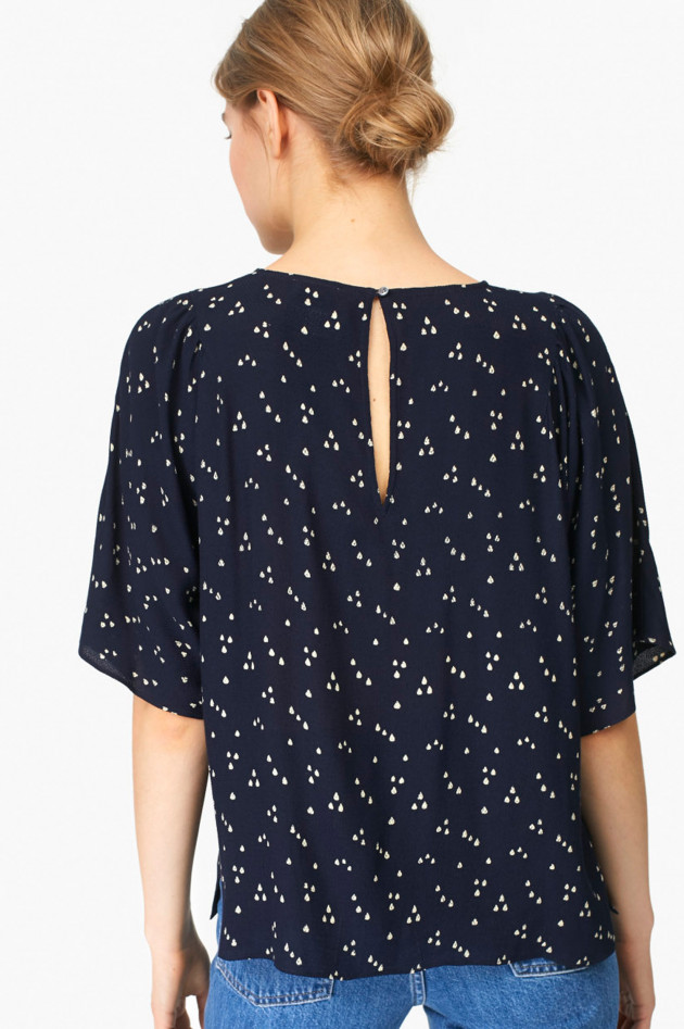 Closed Bluse mit Tropfenmuster in Navy