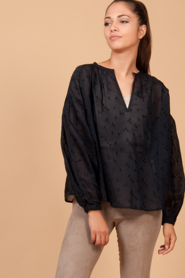 Closed Transparente Bluse in Navy
