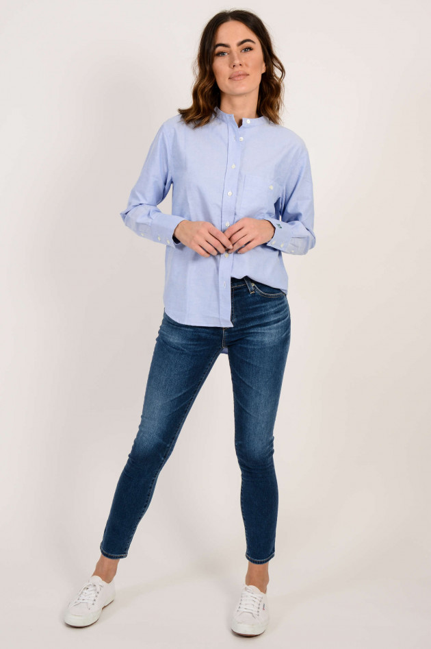 Closed Oxfordbluse mit Stehkragen in Hellblau