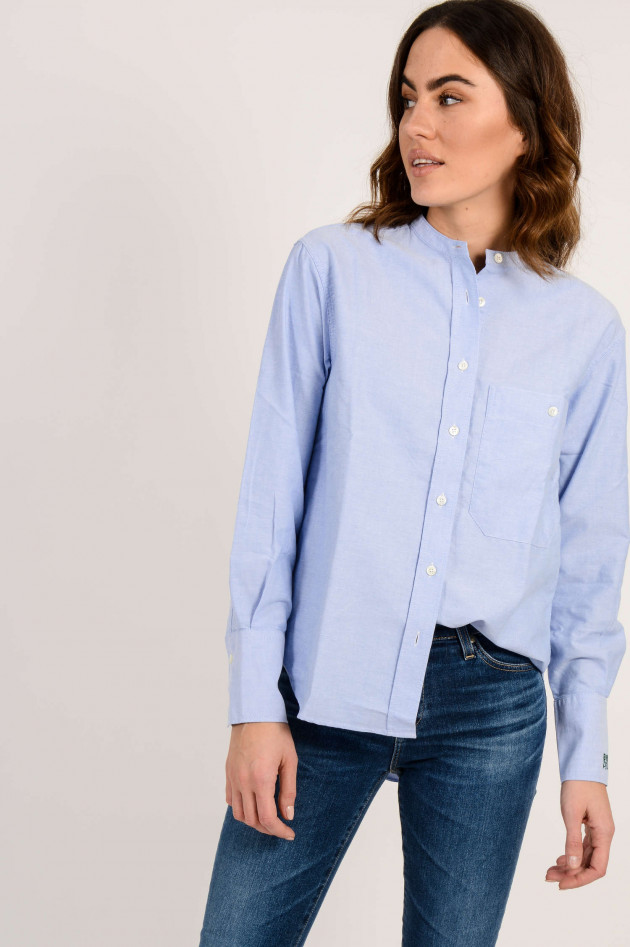 Closed Oxfordbluse mit Stehkragen in Hellblau