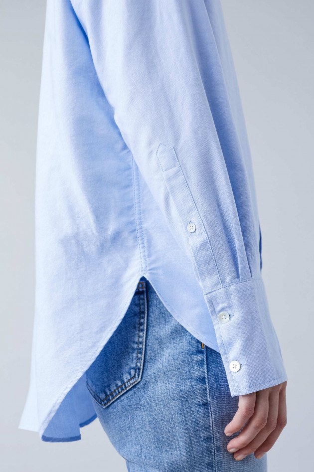 Closed Oxford-Bluse mit Stehkragen in Hellblau
