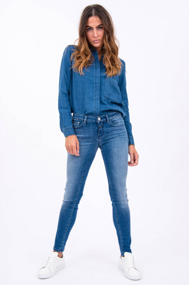 Closed Jeans-Hemd mit Blusenkragen in Mittelblau