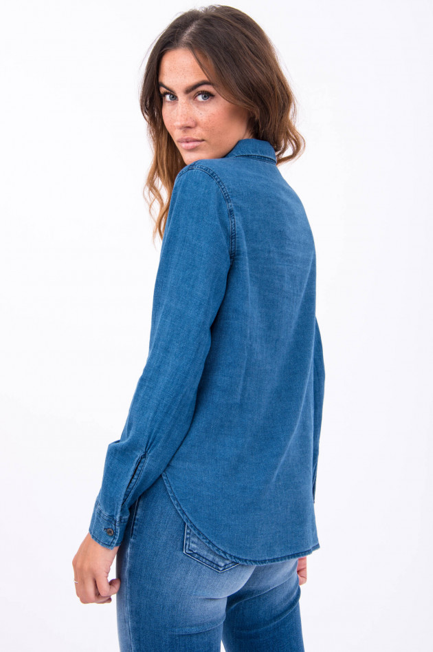 Closed Jeans-Hemd mit Blusenkragen in Mittelblau