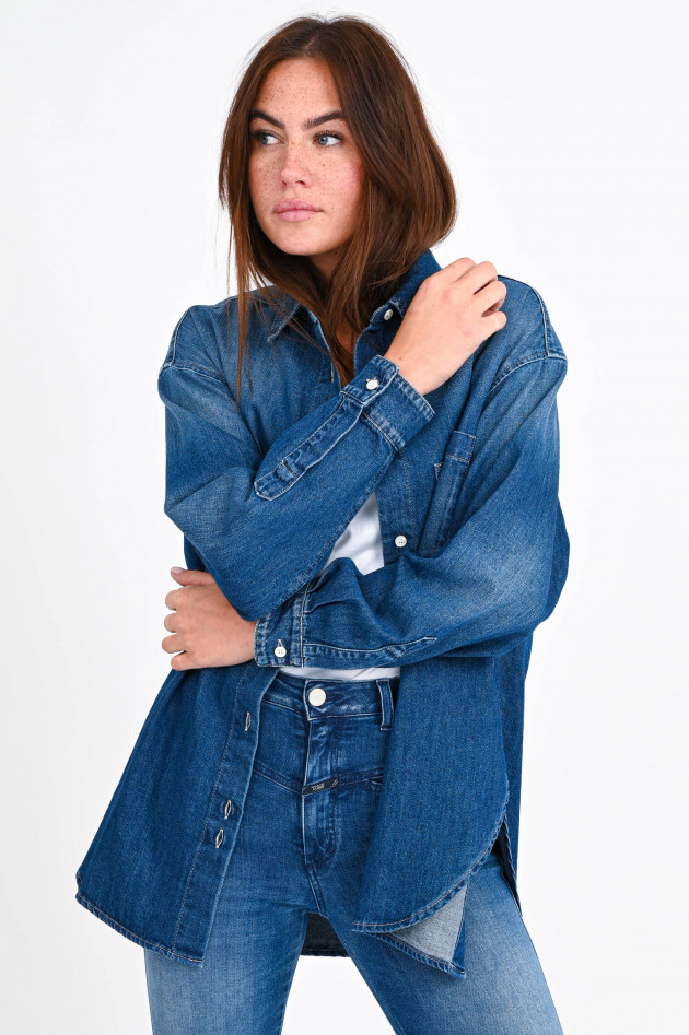 Closed Organic Jeanshemd MIRA in Mittelblau