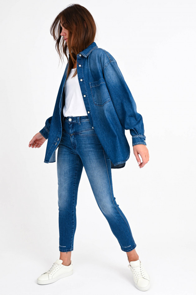 Closed Organic Jeanshemd MIRA in Mittelblau