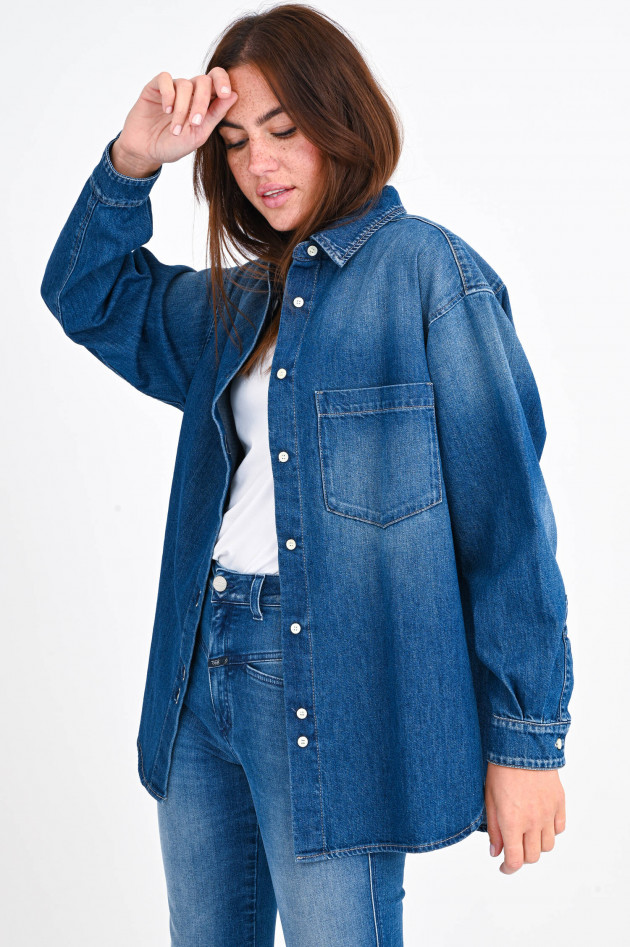 Closed Organic Jeanshemd MIRA in Mittelblau