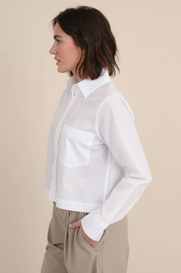 Closed Cropped Bluse in Weiß