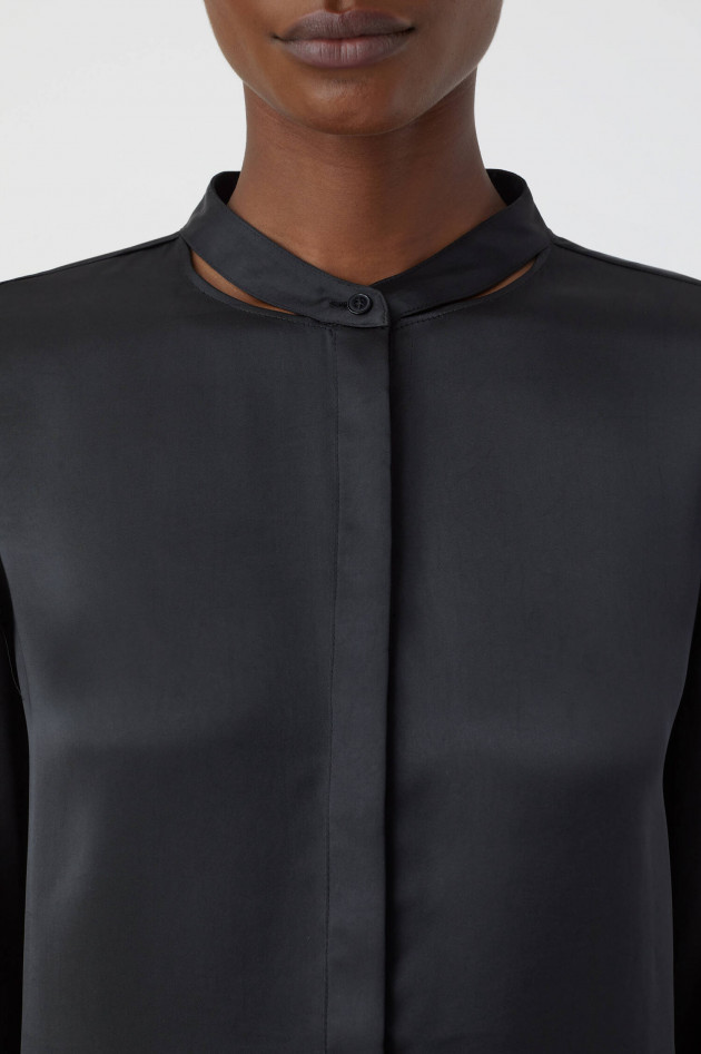 Closed Satin-Optik Bluse in Schwarz